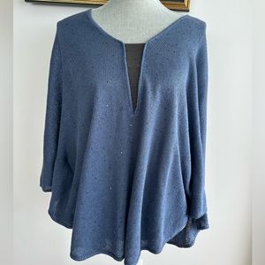 Brunello Cucinelli Linen Silk Sweater Top Sequin Embellish Monili Sz M